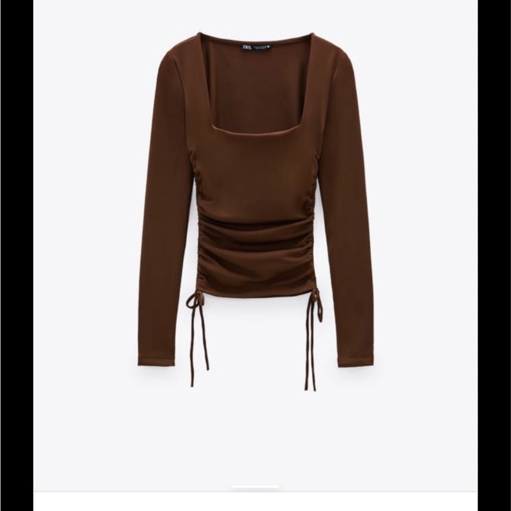 Zara Brown Ruched Top - Picture 4 of 4